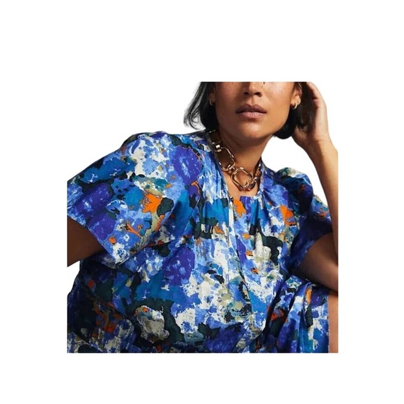 Anthropologie Blue Floral Maxi Dress - Picture 2 of 9